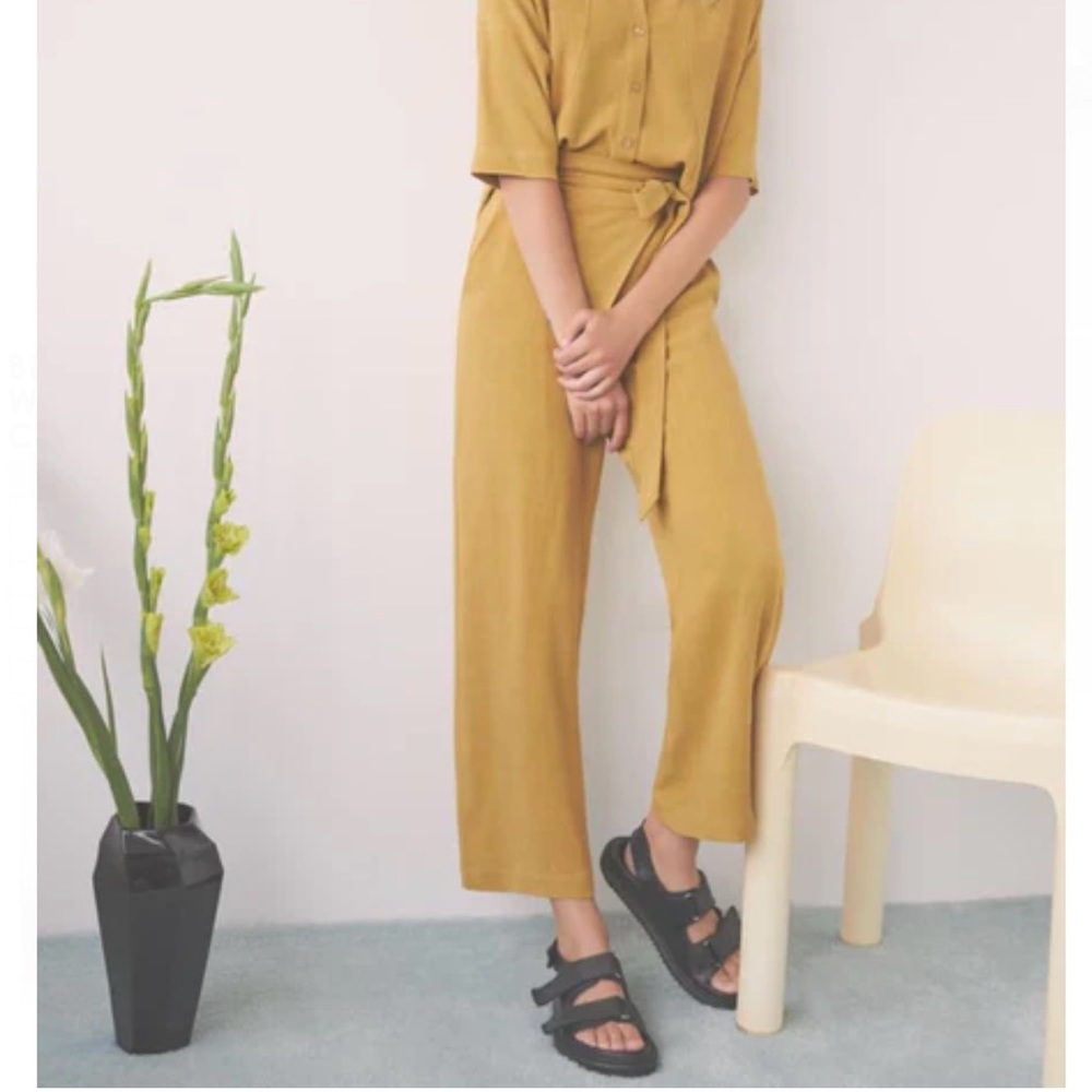 Eve Gravel Orion wrap front pants in saffron